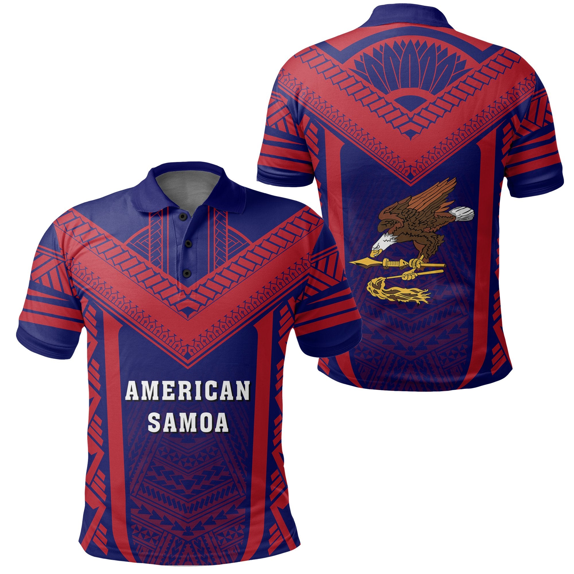 American Samoa Coat Of Arms Polynesian Polo Active Unisex Red - Polynesian Pride