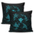 Polynesian Turtle Hammerhead Shark Ray Kanaka Hawaii Pillow Covers Circle Blue - AH - Polynesian Pride
