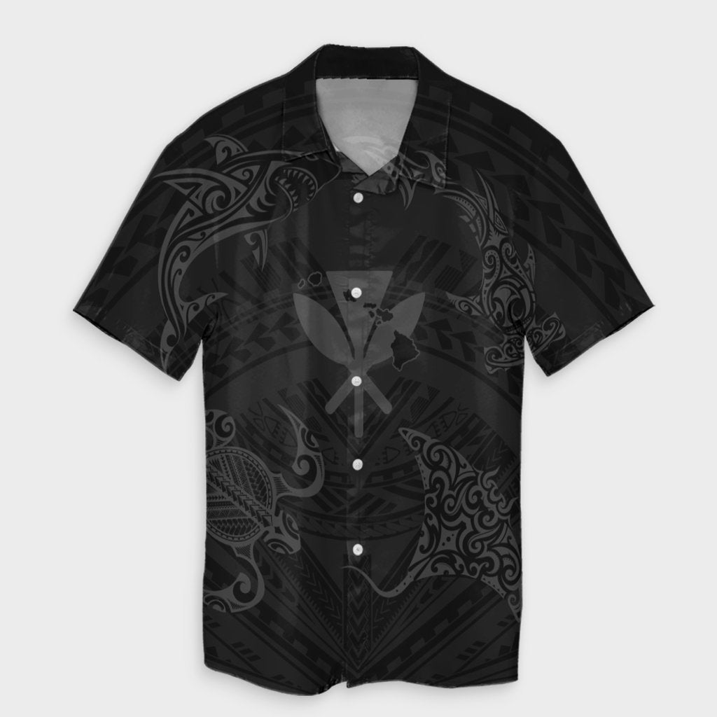 Matching Dress and Hawaiian Shirt Polynesian Turtle Hammerhead Shark Ray Kanaka Hawaii Circle Grey RLT14 - Polynesian Pride
