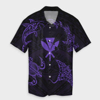 Hawaii Couple Outfits Matching Dress and Hawaiian Shirt Polynesian Turtle Hammerhead Shark Ray Kanaka Hawaii Circle Purple RLT14 - Polynesian Pride