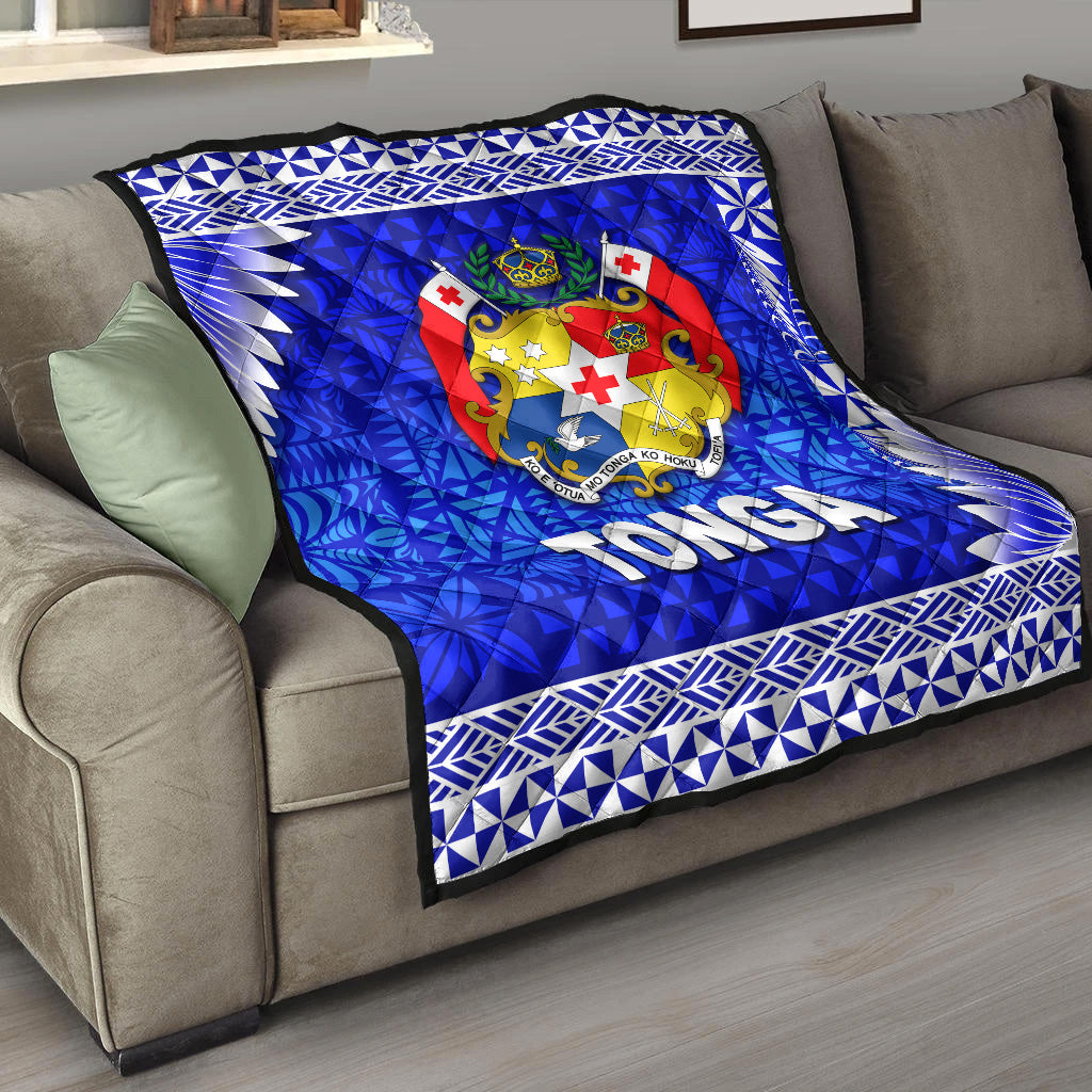Tonga Coat Of Arms Premium Quilt Simplified Version - Blue LT8 - Polynesian Pride