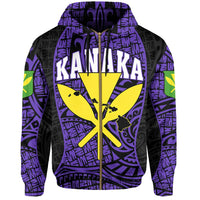 Polynesian Kanaka Maoli Hawaii Zip Hoodie Purple Gel Style - Polynesian Pride