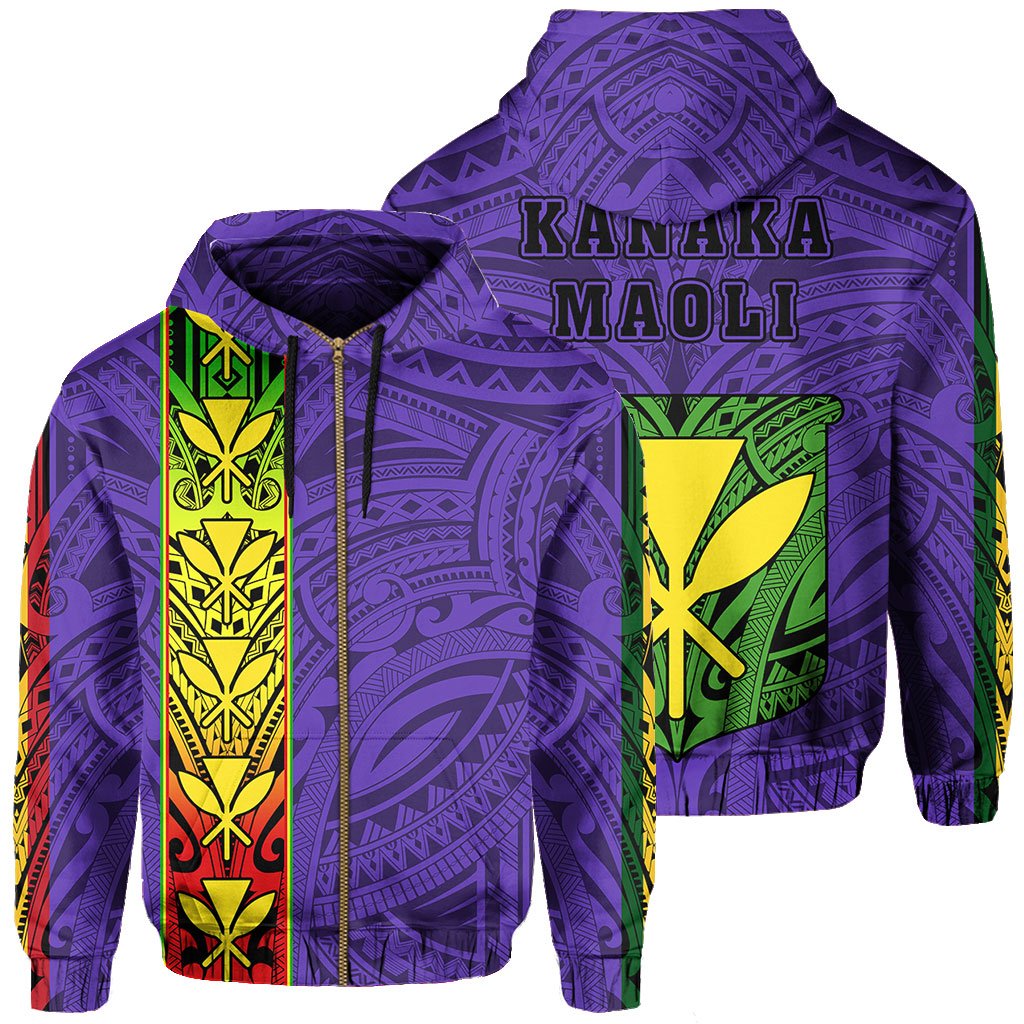 Polynesian Kanaka Flag Kanaka Maoli Hawaii Zip Hoodie Purple Unisex Purple - Polynesian Pride