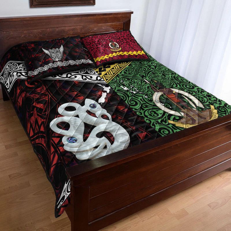 New Zealand And Vanuatu Quilt Bed Set Together - Red LT8 - Polynesian Pride