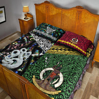 New Zealand And Vanuatu Quilt Bed Set Together - Paua Shell LT8 - Polynesian Pride
