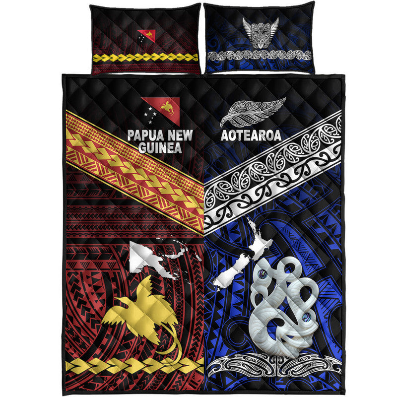New Zealand And Papua New Guinea Quilt Bed Set Together - Blue LT8 - Polynesian Pride