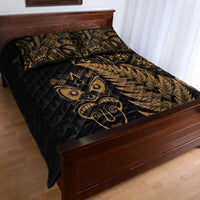 New Zealand Haka Rugby Maori Quilt Bed Set Silver Fern Vibes - Gold LT8 - Polynesian Pride