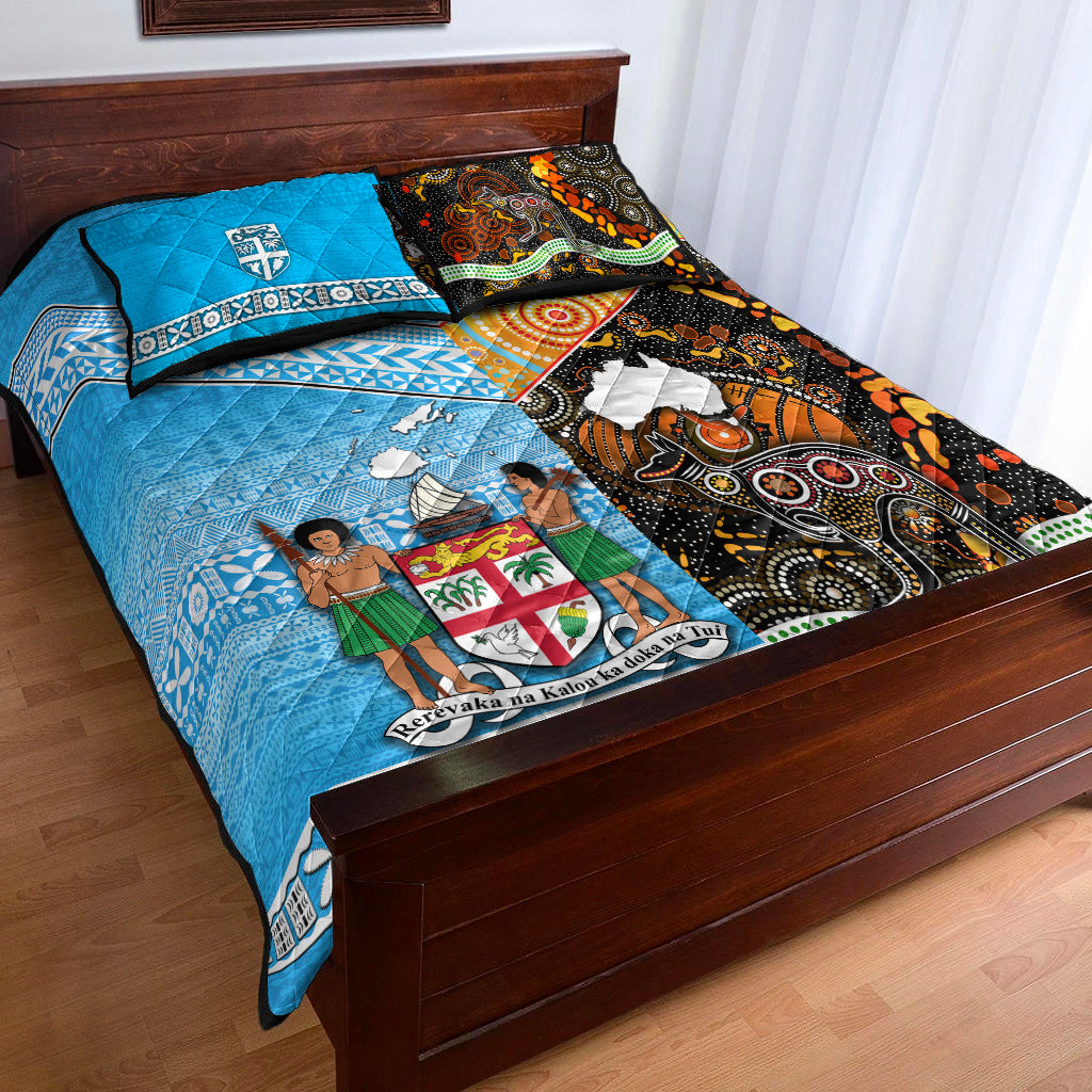Australia Aboriginal And Fiji Tapa Quilt Bed Set Together LT8 - Polynesian Pride