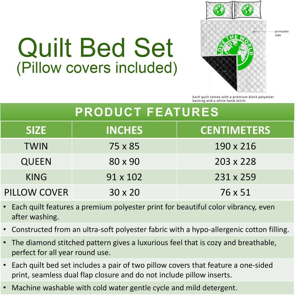 Cook Islands Quilt Bed Set - Blue Turtle Hibiscus - Polynesian Pride