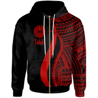 Tahiti Zip up Hoodie Red Tentacle Tribal Pattern Unisex Red - Polynesian Pride