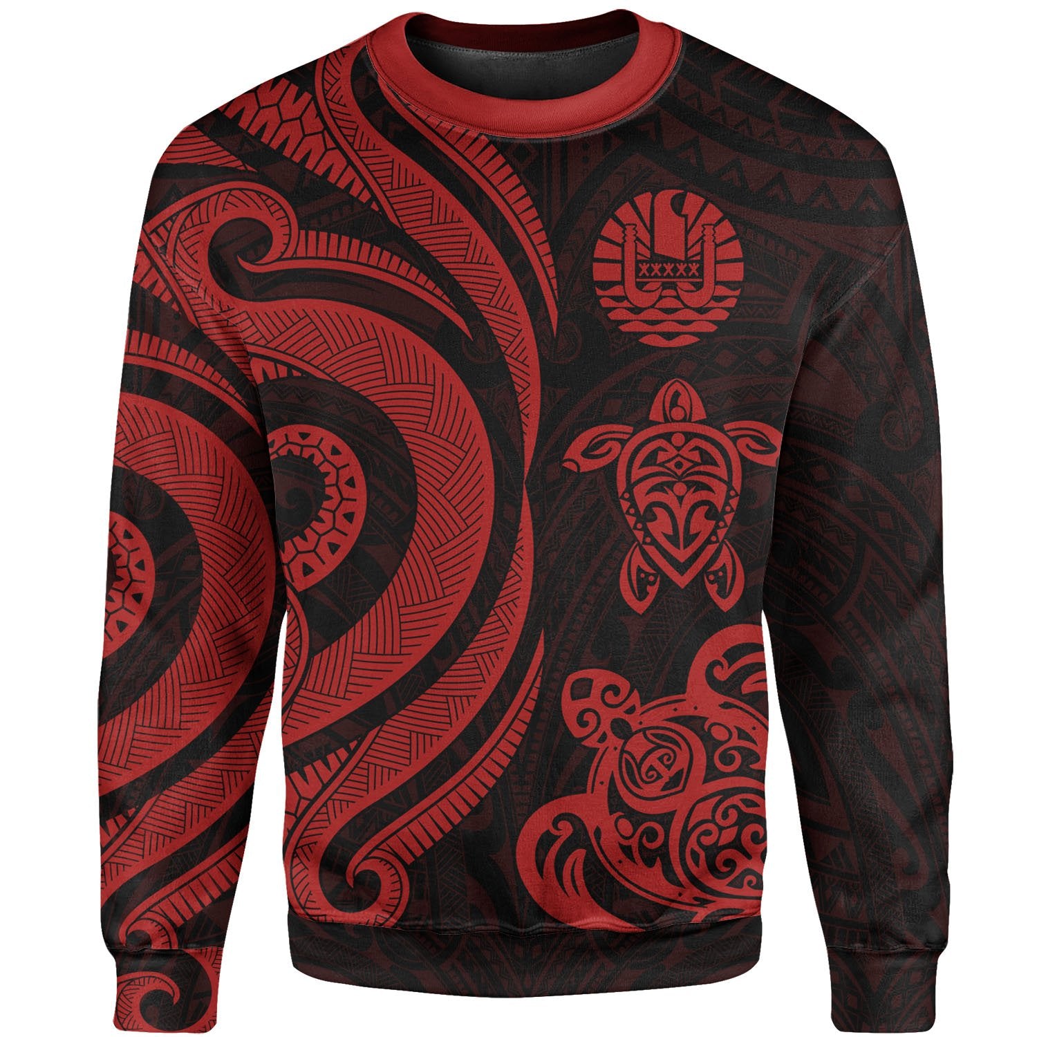Tahiti Sweater - Red Tentacle Turtle Unisex Red - Polynesian Pride
