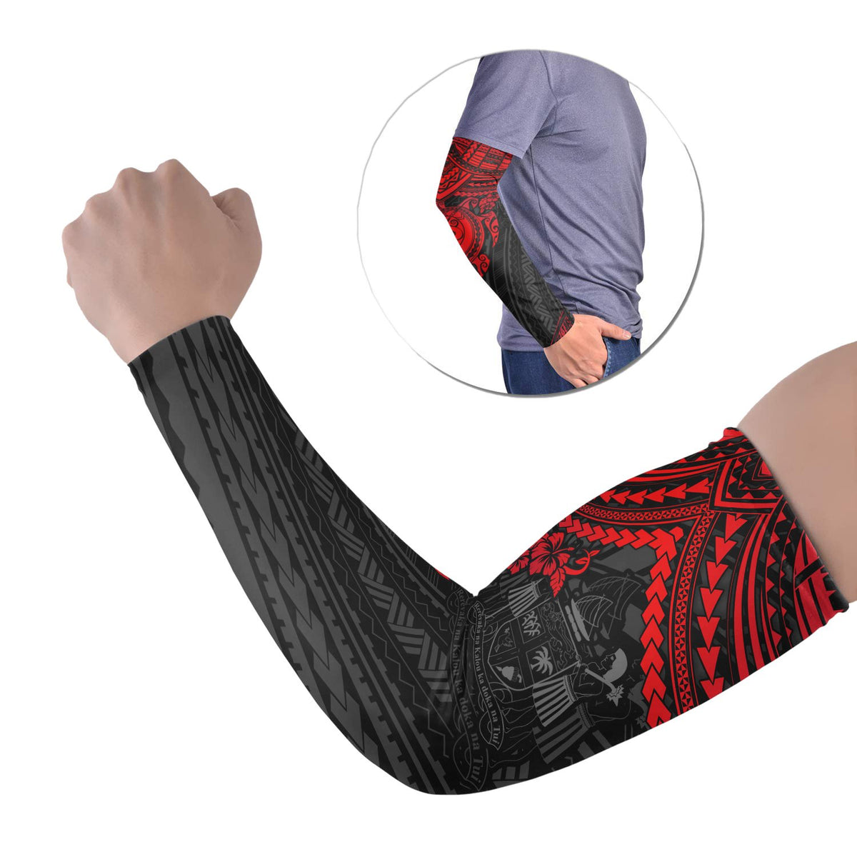 Fiji Arm Sleeve (Set of Two) - Polynesian Turtle Set of 2 Red - Polynesian Pride