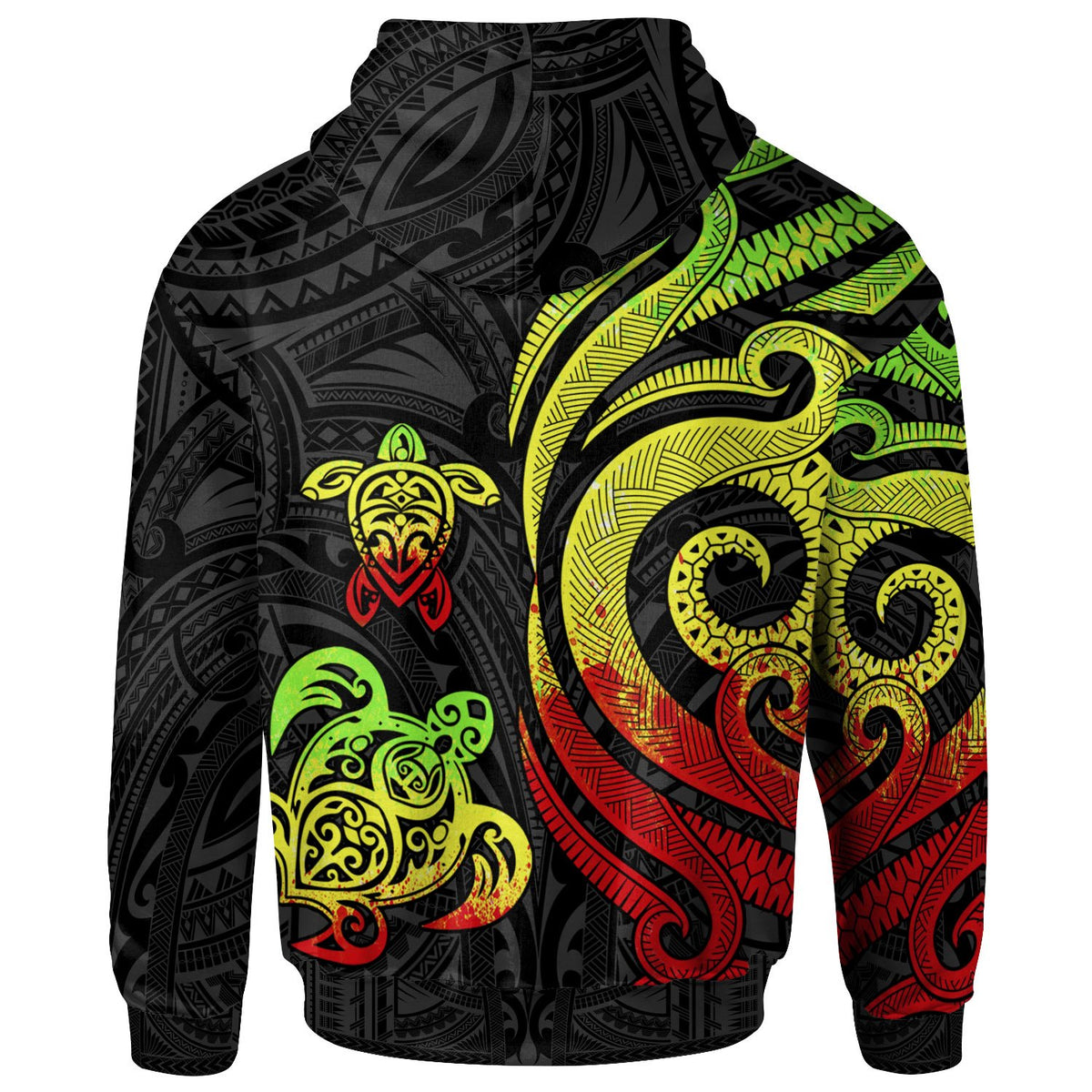 Guam Polynesian Zip up Hoodie Reggae Tentacle Turtle - Polynesian Pride