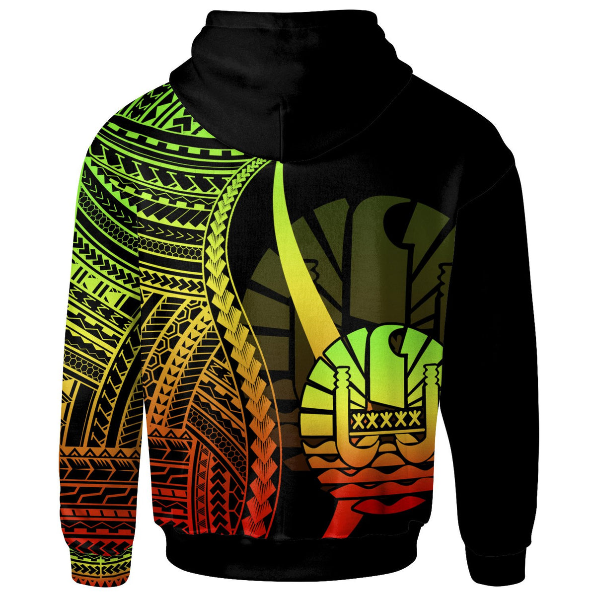 Tahiti Zip up Hoodie Reggae Tentacle Tribal Pattern - Polynesian Pride