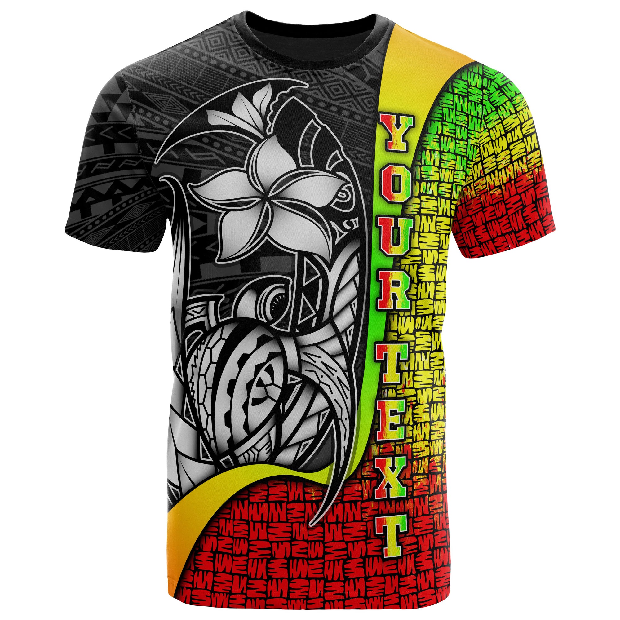 Guam Polynesian Custom T Shirt Reggae Turtle with Hook Unisex Reggae - Polynesian Pride