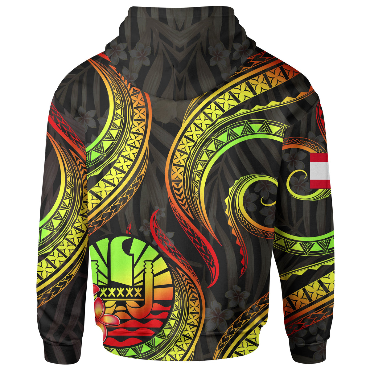 Tahiti Polynesian Zip up Hoodie Reggae Plumeria - Polynesian Pride