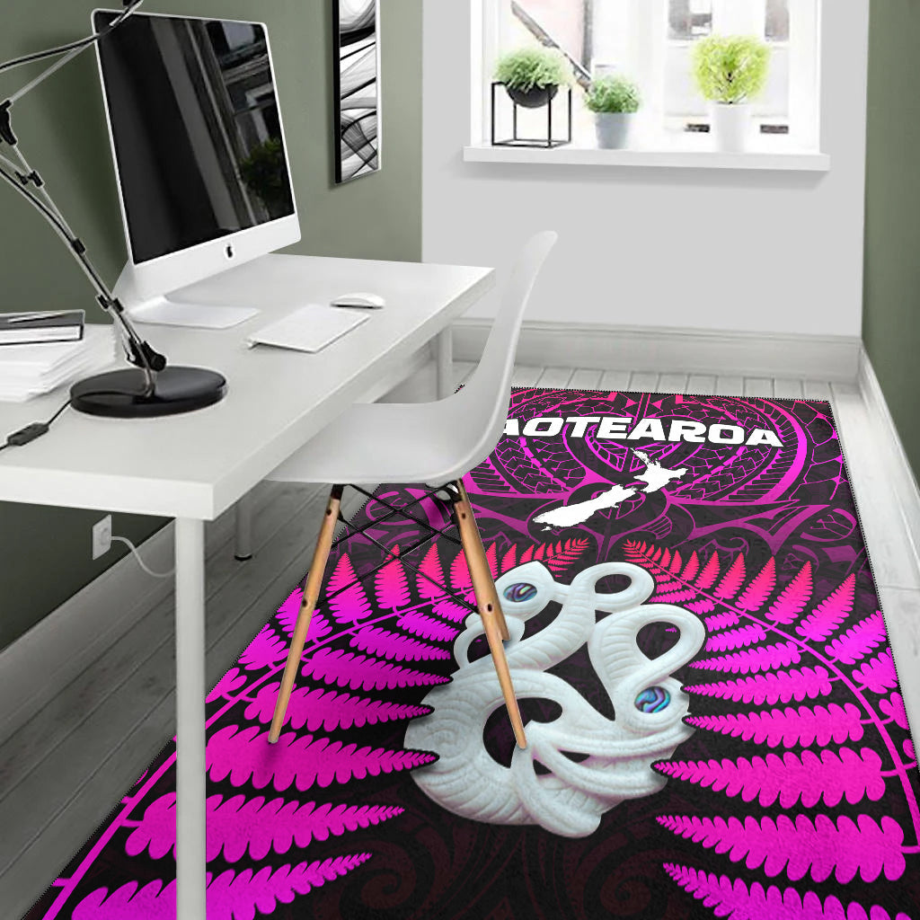 Aotearoa Fern Area Rug New Zealand Hei Tiki Purple Style LT13 - Polynesian Pride