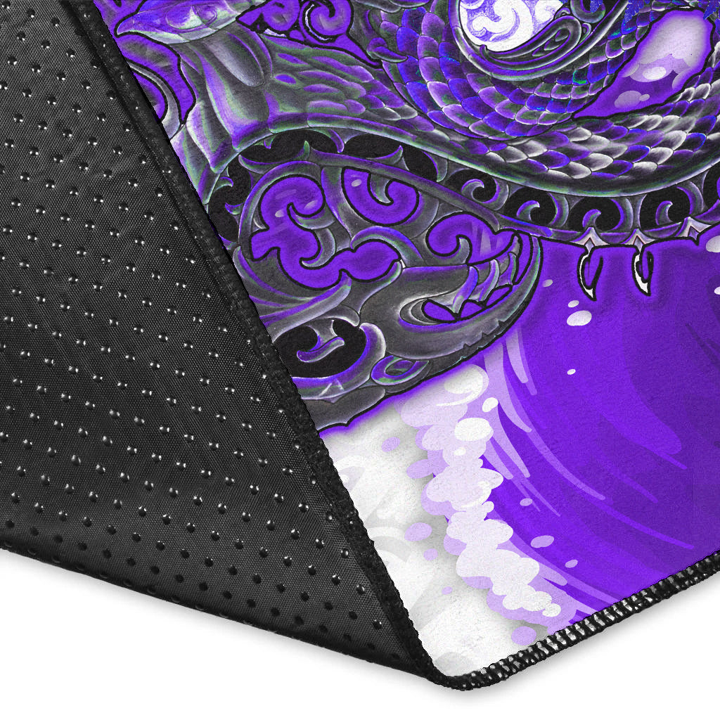 (Custom Personalised) Manaia Maori Area Rug Fern Aotearoa Purple Waves LT13 - Polynesian Pride