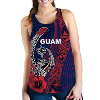 Guam Fish Hook Women Tank Top Flag Color Style LT6 Blue - Polynesian Pride