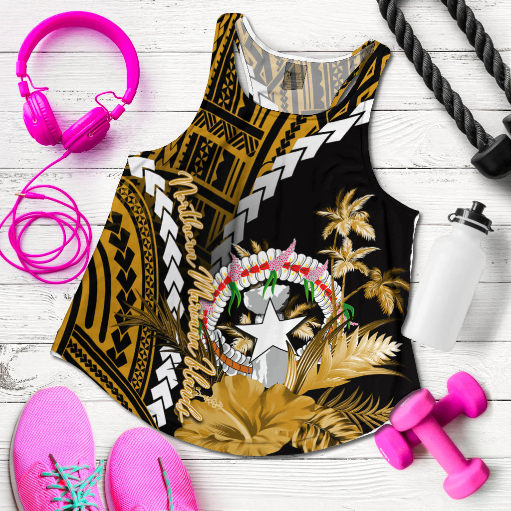 Northern Mariana Islands Women Tank Top Polynesian Style Gold Color LT6 Gold - Polynesian Pride