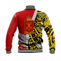 (Custom Personalised) Tonga Terra Marique Baseball Jacket Red Polynesian Minimalist Style LT9 - Polynesian Pride