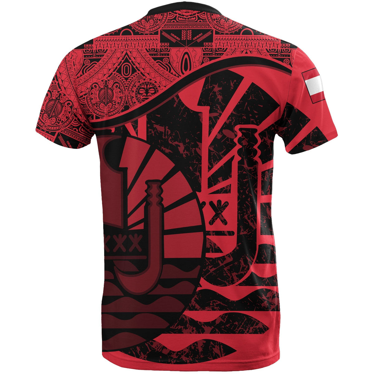 Tahiti T Shirt Tahiti Flag Vintage Style Red A02 - Polynesian Pride
