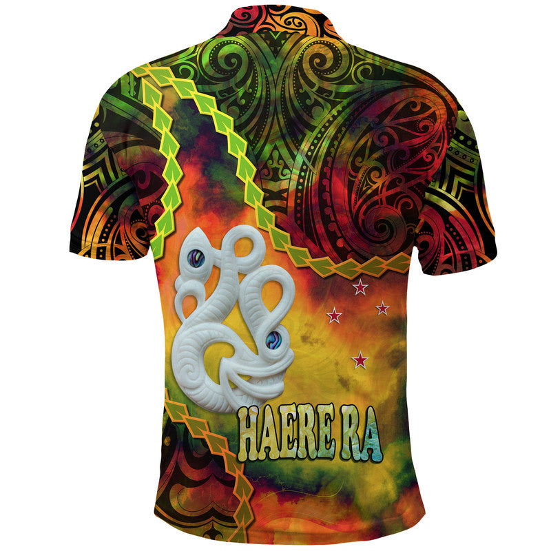 New Zealand Maori Polo Shirt Aotearoa Manaia Reggae Paua Shell Heare Ra LT9 - Polynesian Pride