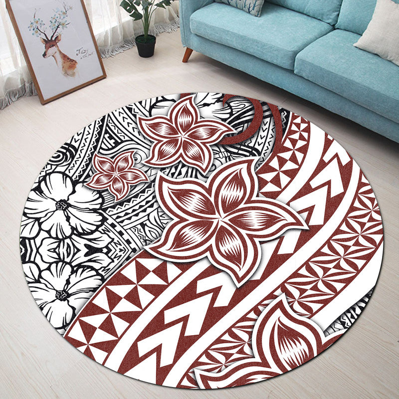 Traditional Polynesian Tribal Tattoo Retro Round Carpet LT9 White - Polynesian Pride