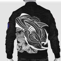 Guam Men's Bomber Jacket Shark Coat Of Arms Black Style LT6 - Polynesian Pride