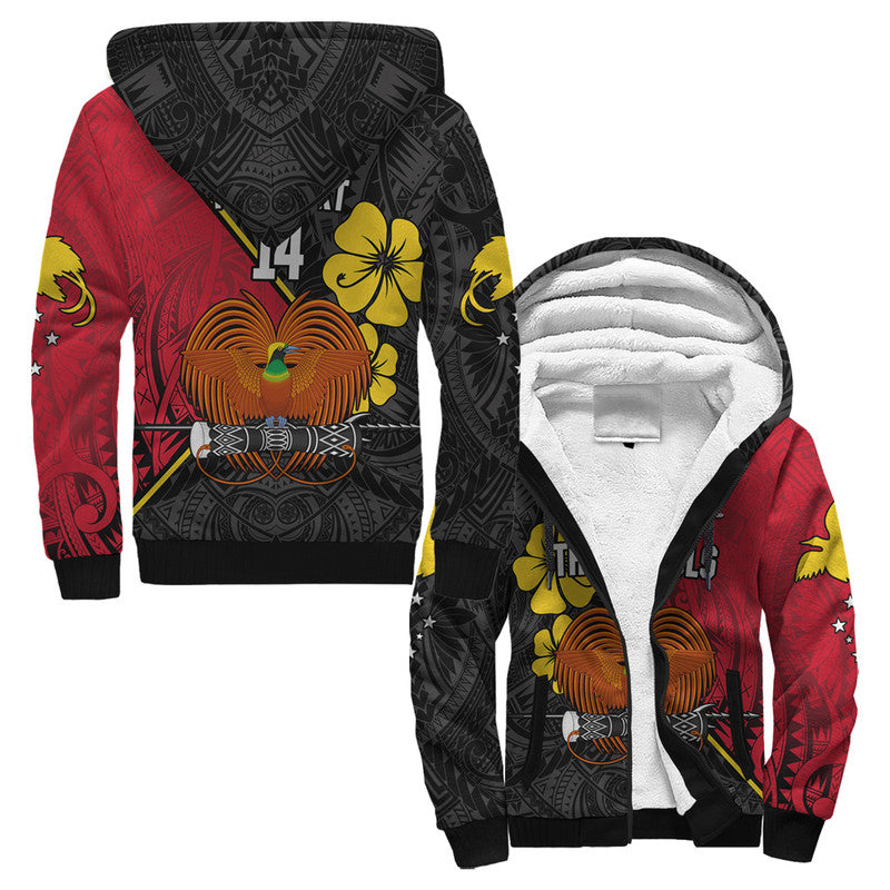 (Custom Text and Number) The Kumuls PNG Sherpa Hoodie Papua New Guinea Polynesian Dynamic Style Black LT14 Unisex Black - Polynesian Pride
