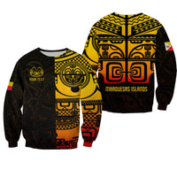 (Custom Personalised) Marquesas Islands Tiki Sweatshirt Gradient Marquesan Tattoo LT13 Unisex Yellow - Polynesian Pride