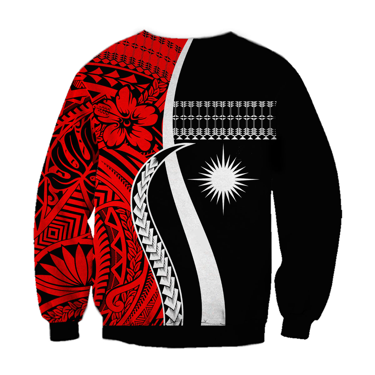 Marshall Islands Sweatshirt Simple Pattern Version Red LT13 - Polynesian Pride