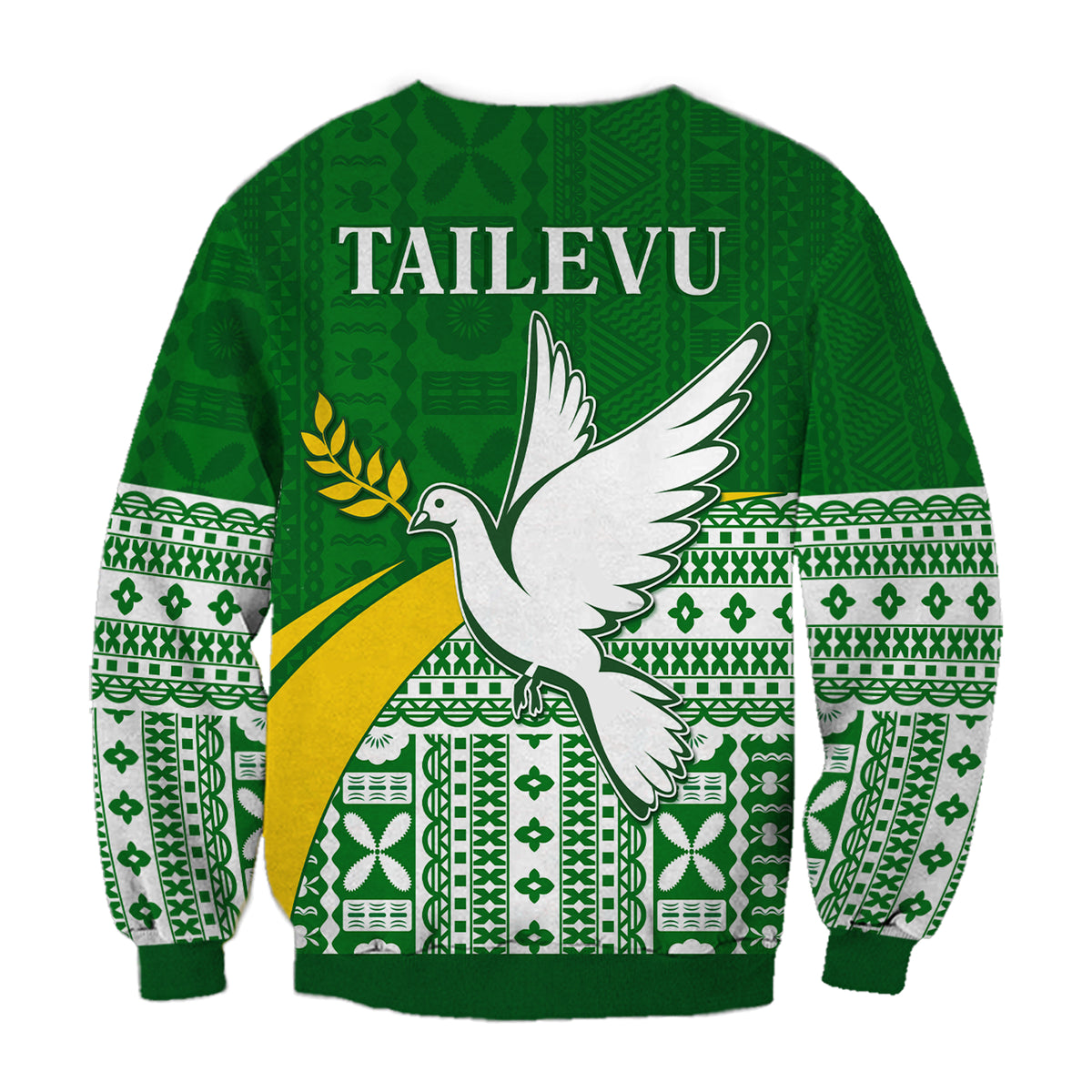 Tailevu Rugby Sweatshirt Fiji Rugby Tapa Pattern Green LT13 - Polynesian Pride