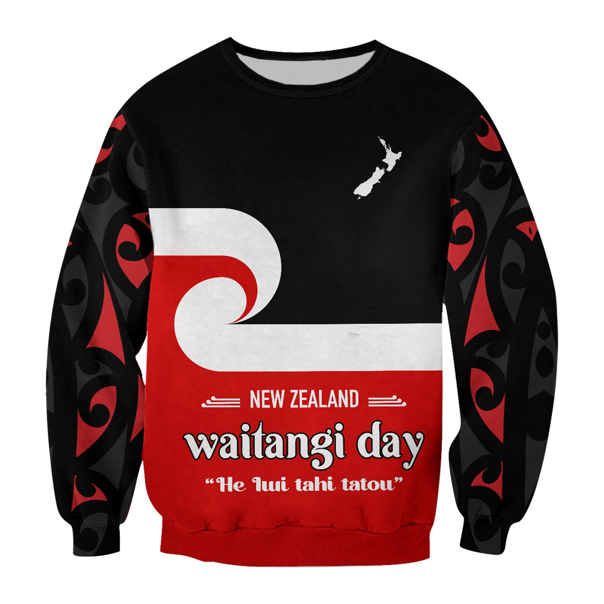 (Custom Personalised) Waitangi Day Sweatshirt Maori Fern and Tino Rangatiratanga Flag LT13 - Polynesian Pride