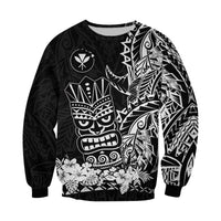 (Custom Personalised) Hawaii Polynesian Sweatshirt White Tiki Masks Hawaiian LT13 - Polynesian Pride
