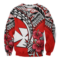 (Custom Personalised) Wallis et Futuna Sweatshirt Polynesian Pattern and Hibiscus Flowers Version Red LT13 Unisex Red - Polynesian Pride