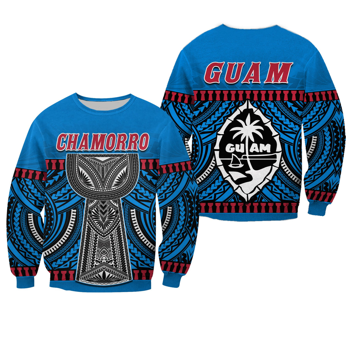Guam Chamorro Sweatshirt Latte Stone Blue Polynesian Haligi LT13 Unisex Blue - Polynesian Pride