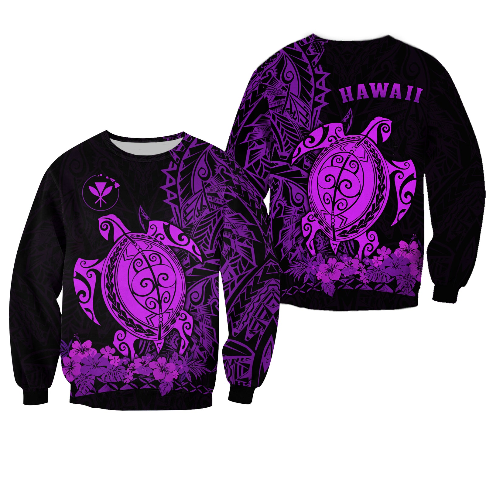 Hawaii Polynesian Sweatshirt Purple Sea Turtles Hawaiian LT13 Unisex Purple - Polynesian Pride