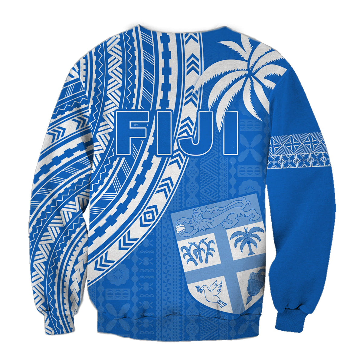 Fiji Rugby Sevens Sweatshirt Fijian 7s Tapa Polynesian Blue Ver.01 LT13 - Polynesian Pride