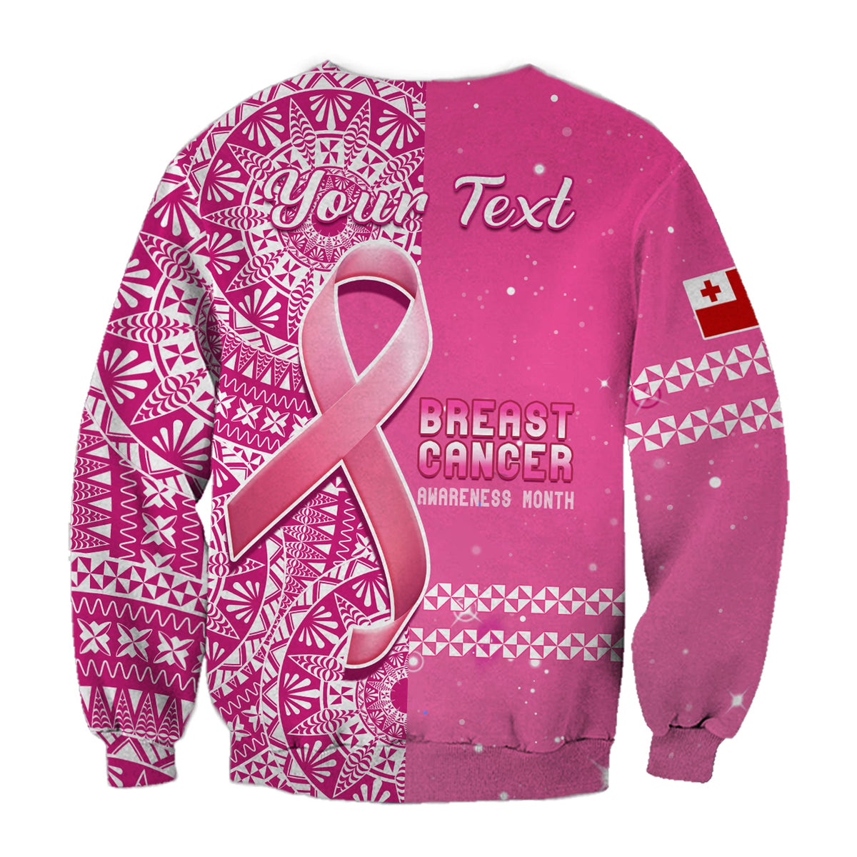 (Custom Personalised) Tonga Breast Cancer Sweatshirt Tongan Ngatu Pattern No One Fights Alone LT14 - Polynesian Pride