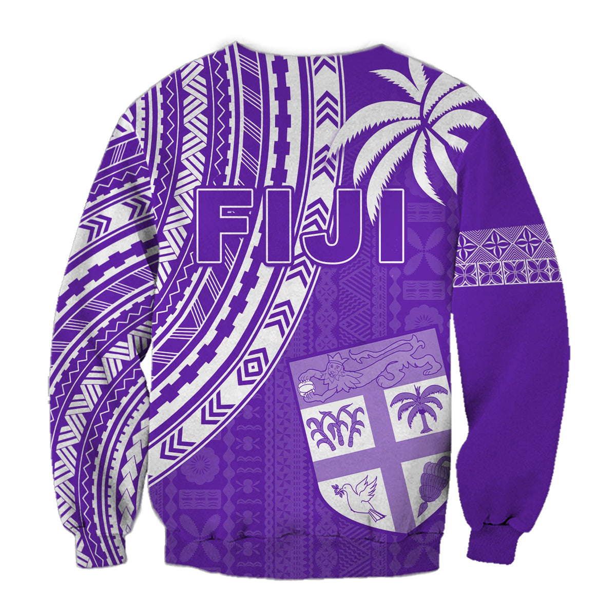 Fiji Rugby Sevens Sweatshirt Fijian 7s Tapa Polynesian Purple LT13 - Polynesian Pride