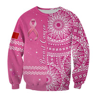 (Custom Personalised) Tonga Breast Cancer Sweatshirt Tongan Ngatu Pattern No One Fights Alone LT14 - Polynesian Pride