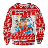 Custom Personalised Hawaii Christmas Sweatshirt Surfing Santa Mele Kalikimaka Polynesian LT14 - Polynesian Pride