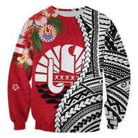 Tahiti Islands Sweatshirt Polynesian Shark Mix Tropical Flowers LT14 - Polynesian Pride