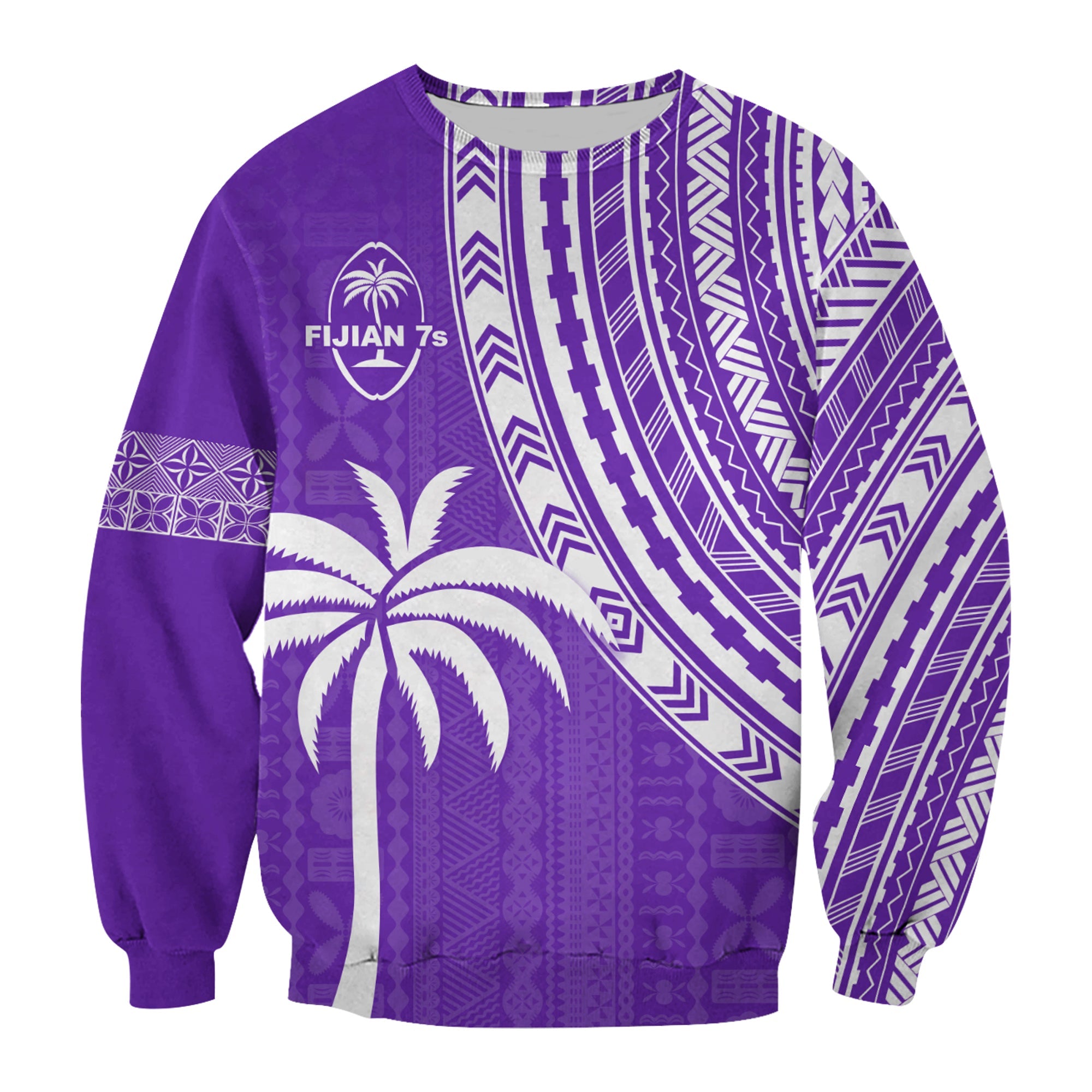 Fiji Rugby Sevens Sweatshirt Fijian 7s Tapa Polynesian Purple LT13 Unisex Purple - Polynesian Pride