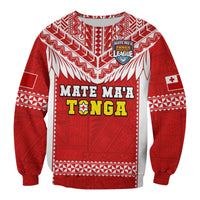 (Custom Text And Number) Tonga Rugby Sweatshirt Mate Maa Tonga Pacific Ngatu White LT14 - Polynesian Pride