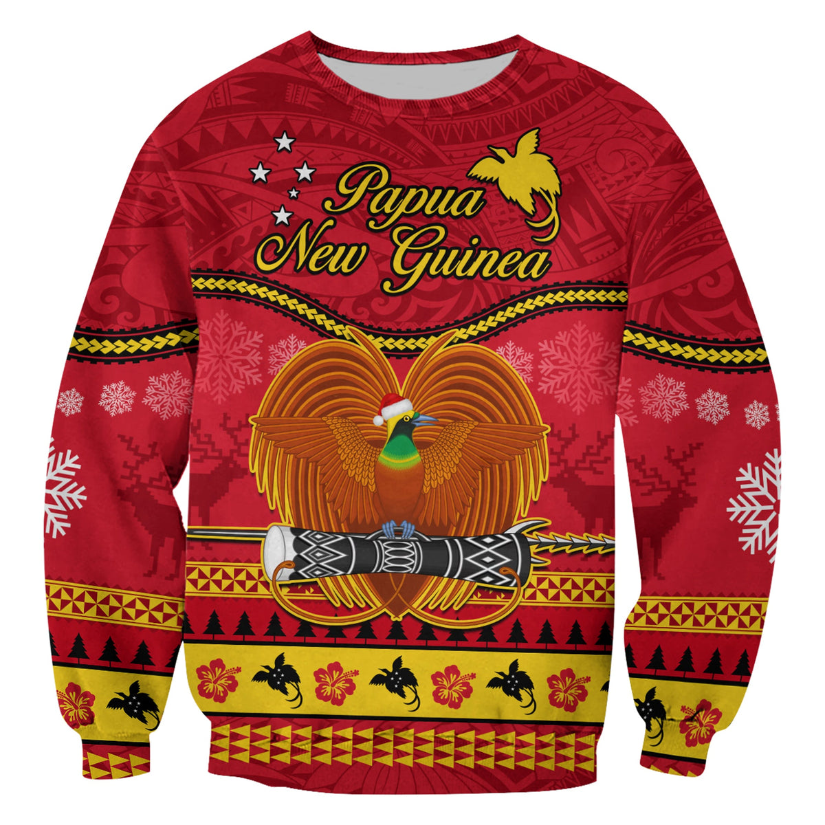 (Custom Personalised) Papua New Guinea Christmas Sweatshirt Bird Of Paradise Bikpela Hamamas Blong Dispela Krismas LT14 - Polynesian Pride