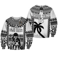 Custom Text And Number Fiji Rugby Sweatshirt Pacific The Bati Black Fijian Tapa LT14 Unisex Black - Polynesian Pride