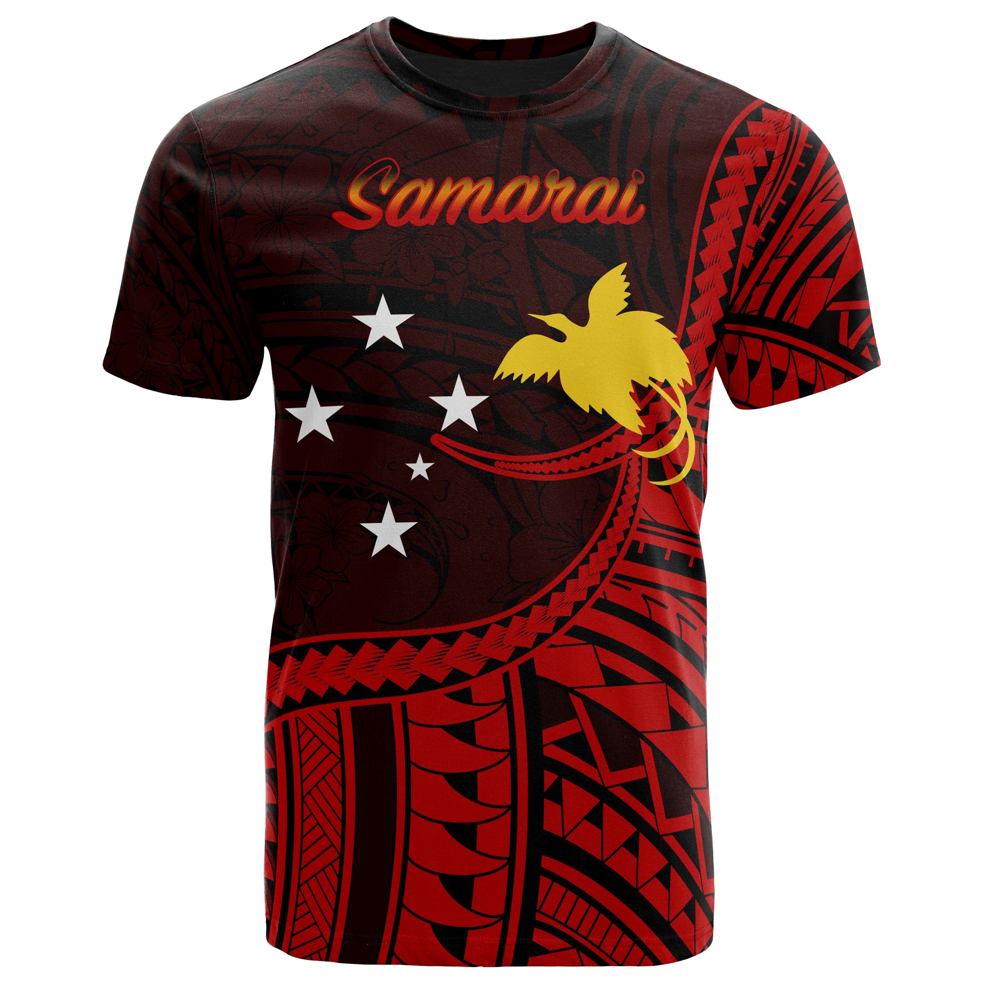 Papua New Guinea T Shirt Samarai Polynesian Patterns Unisex Black - Polynesian Pride