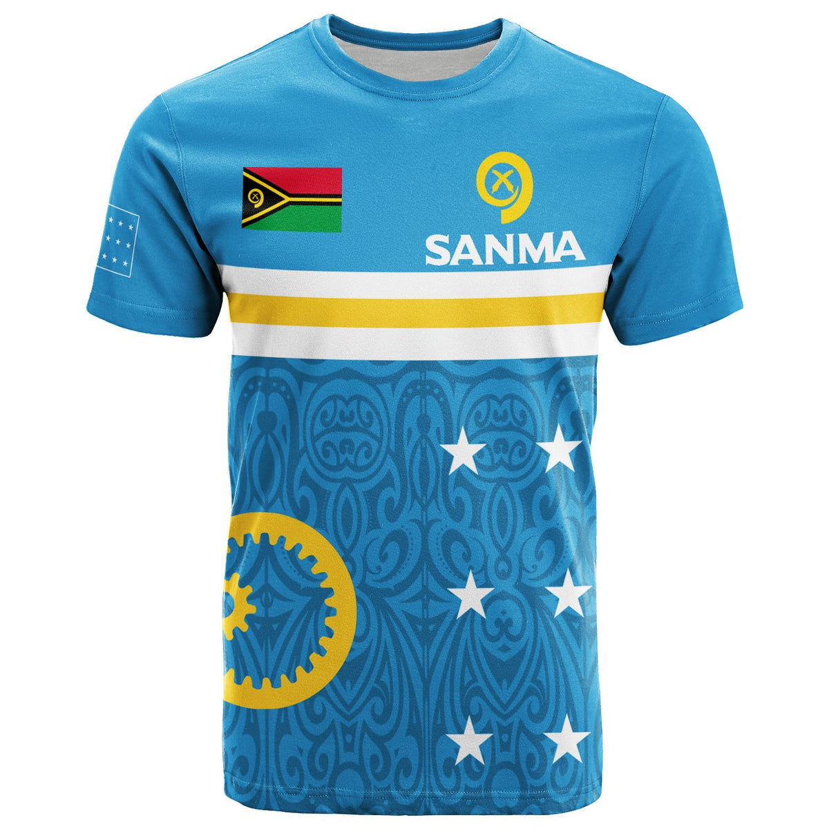 (Malo my home)Vanuatu Sanma Province T Shirt Flag Style LT12 Unisex Blue - Polynesian Pride